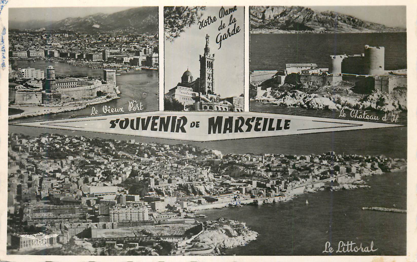 CPM Souvenir de Marseille Le vieux port Le château d'if Le littoral