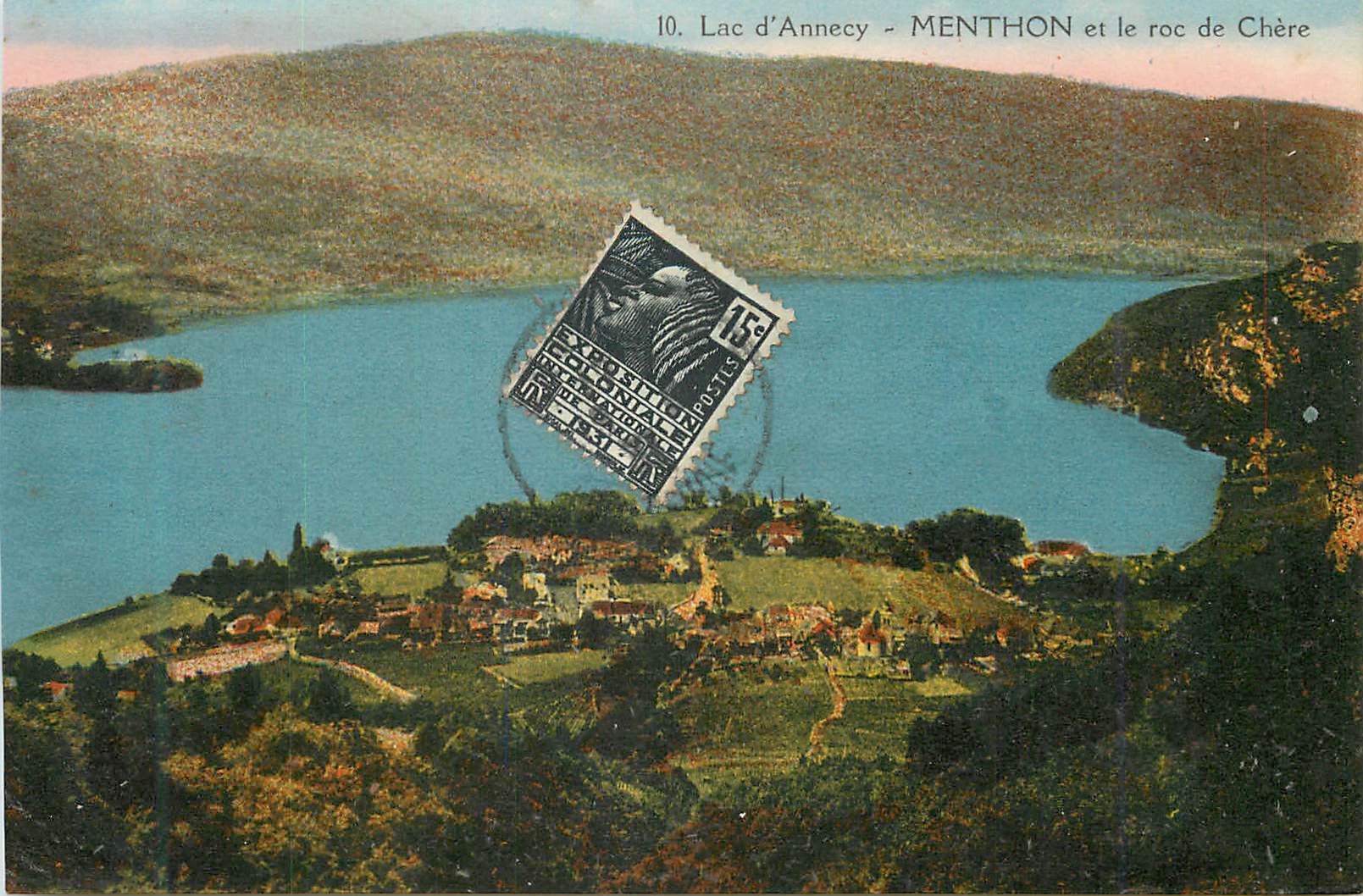 CPA Lac d Annecy Menthon et le roc de Chere