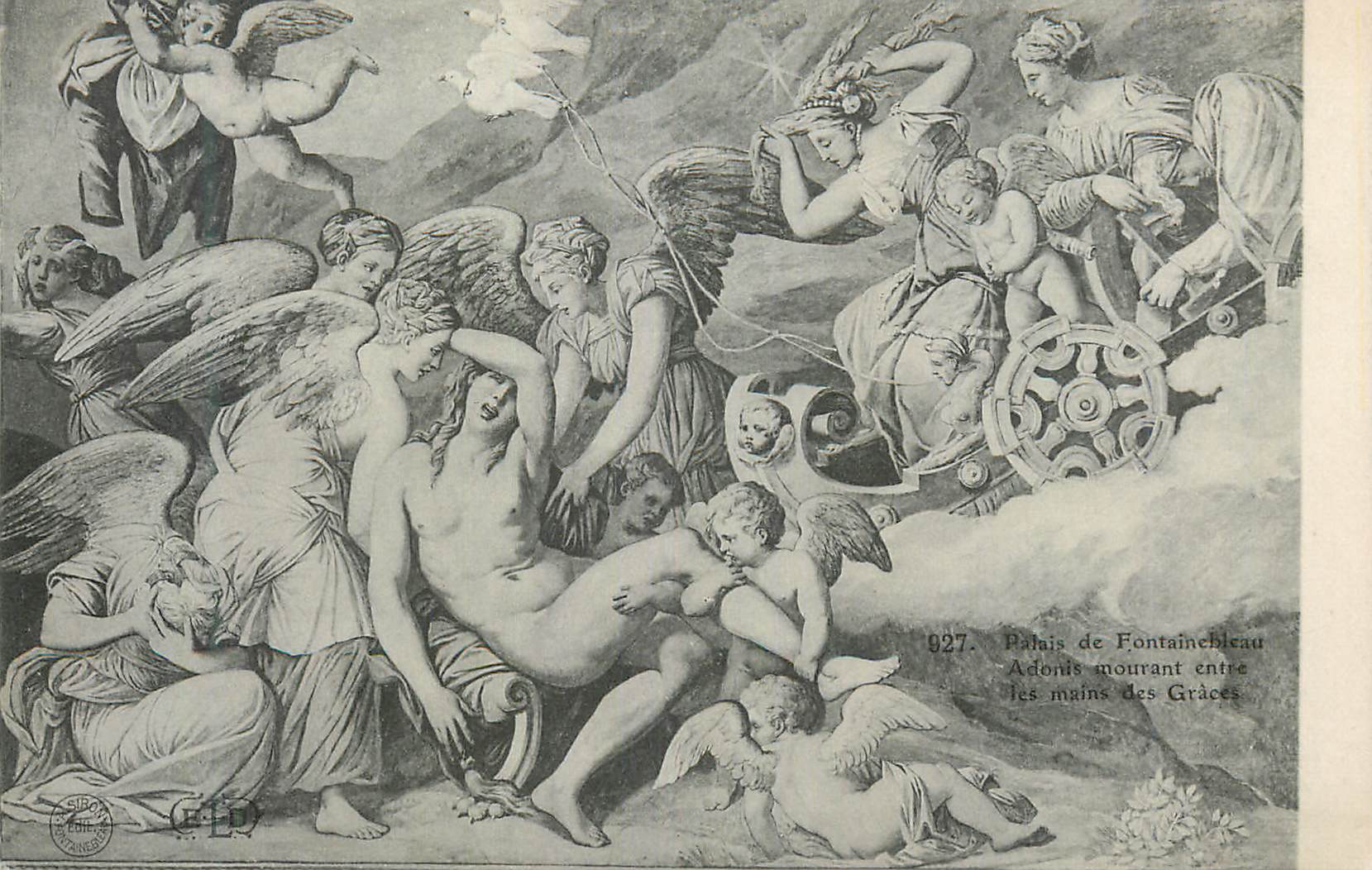 Adonis stirbt in den Händen der Grazien — Schloss Fontainebleau — Verlag Sibon Nr. 927