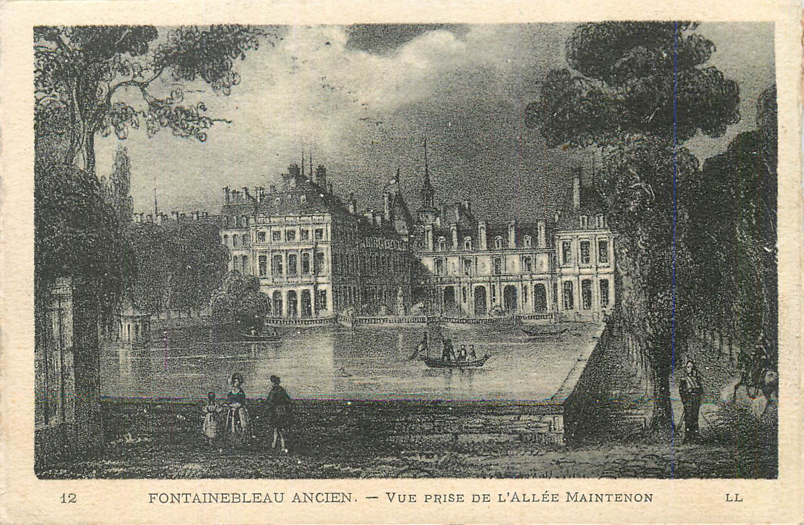 Fontainebleau ancien — Vue prise de l'allée Maintenon — LL