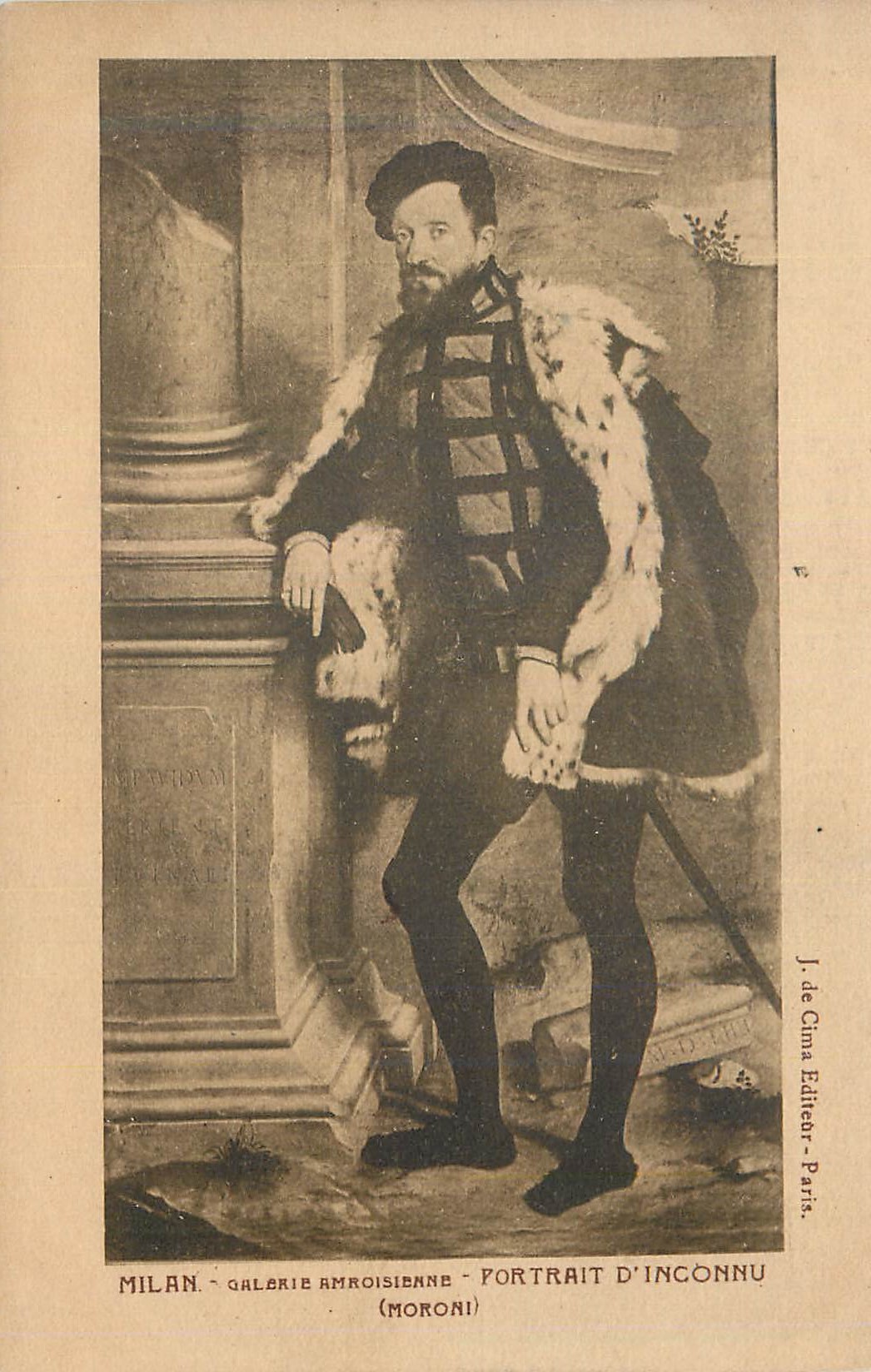 CPA Milan Galerie Ambroisienne Portrait d Inconnu Moroni J de Cima Editeor Paris