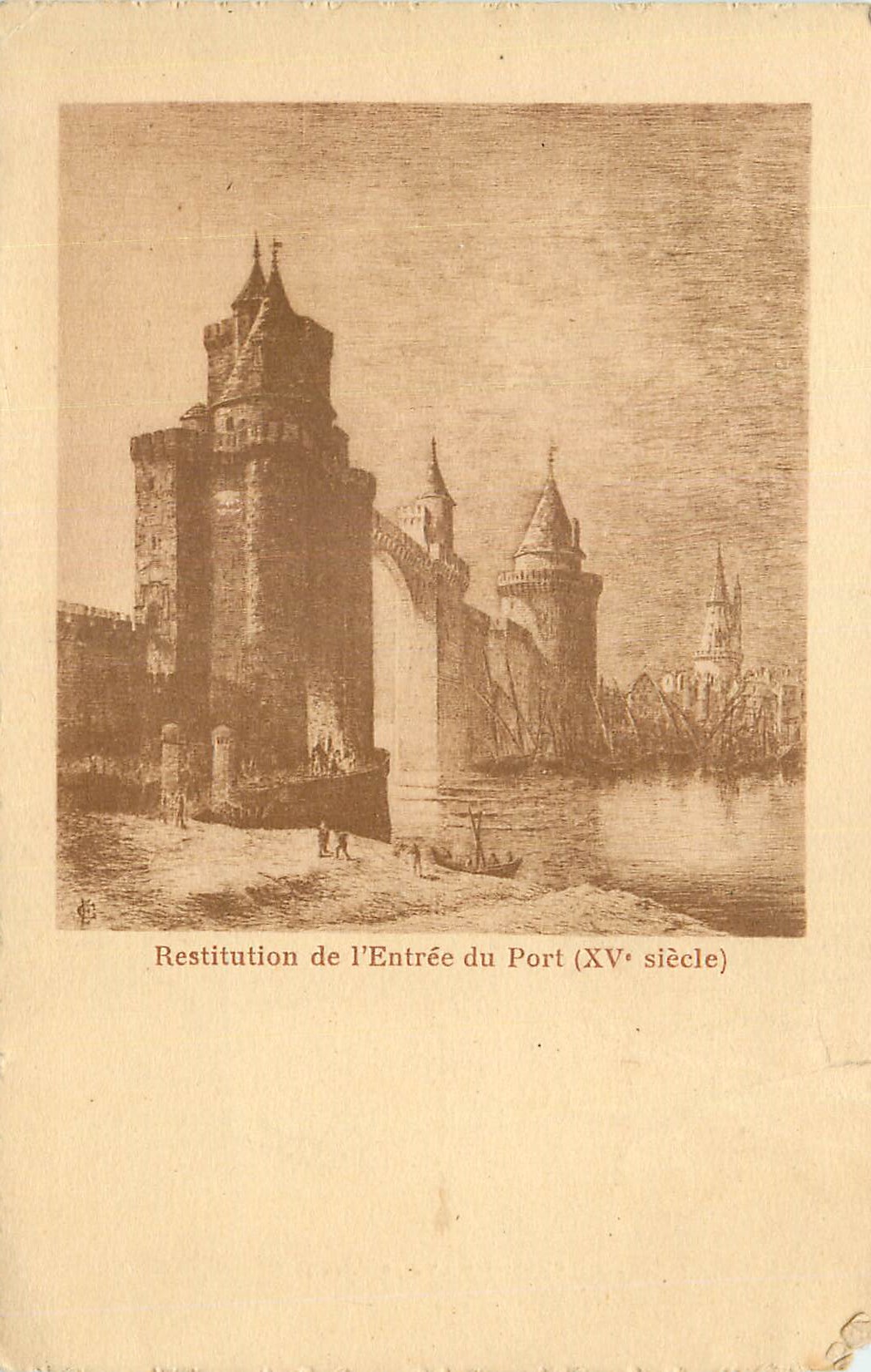 Restitution de l'Entrée du Port (XVᵉ siècle) — gravure historique