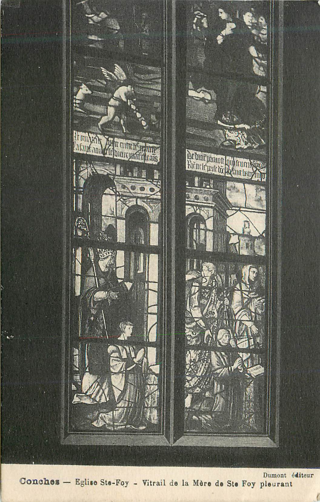 Concheces — Église Ste-Foy — Vitrail de la Mère de Ste Foy pleurant — Dumont éditeur