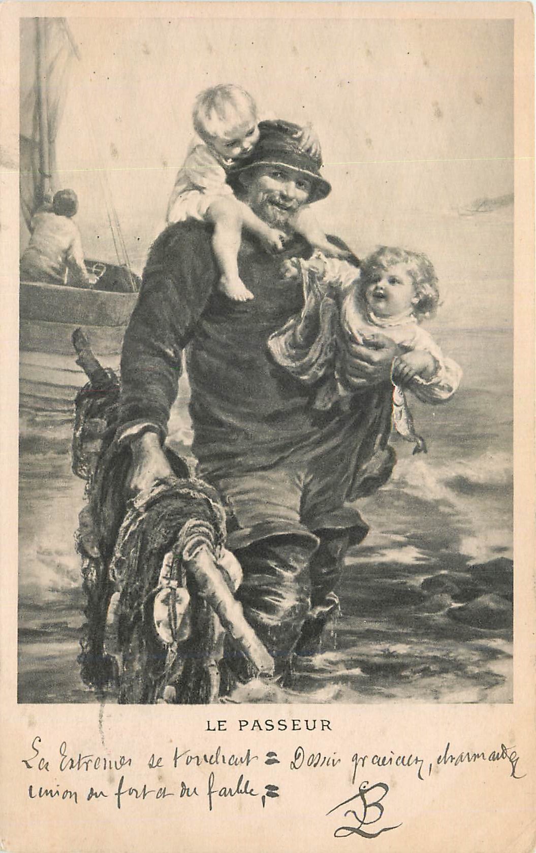 CPA Le Passeur Peche Pecheur Enfants