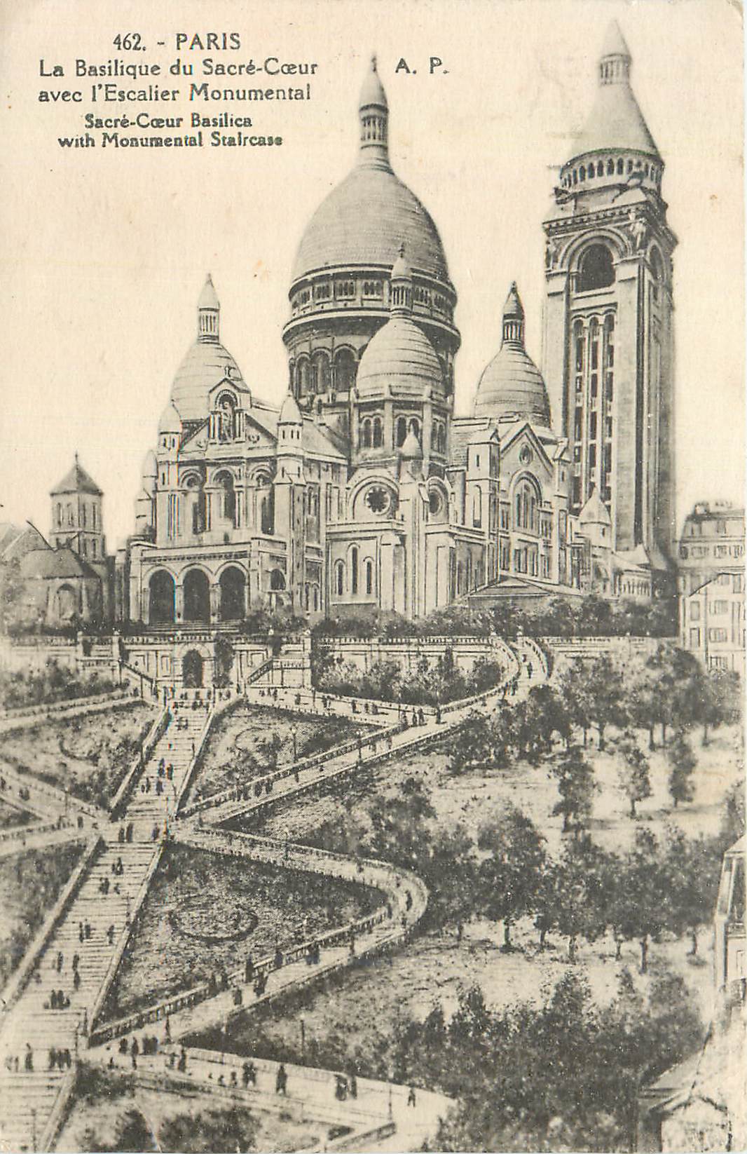 CPA Paris La basilique du Sacre Coeur avec l Escalier Monumental