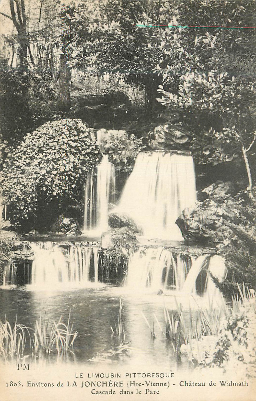CPA Le Limousin Pittoresque Environs de la Jonchere Hte Vienne Chateau de Walmath Cascade dans le Parc