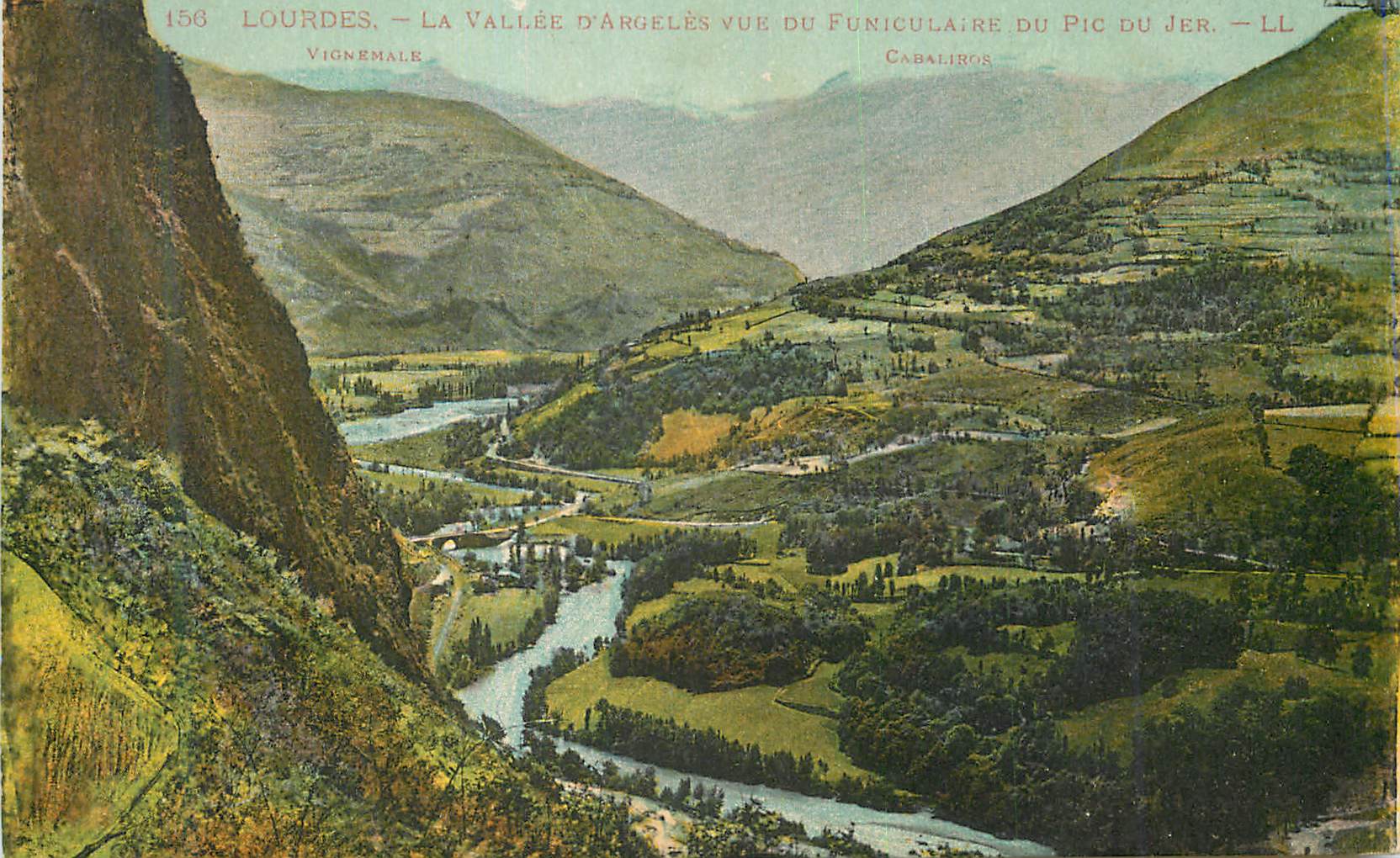 CPA Lourdes La Vallee  d Argeles vue du Funiculaire du pic du Jer