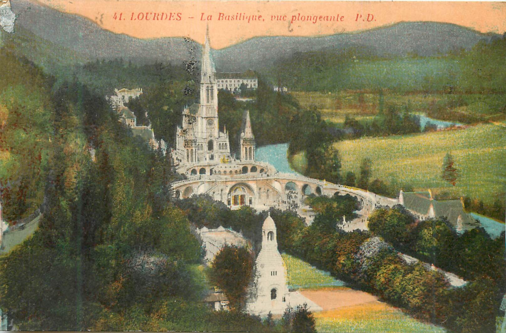 CPA Lourdes La Basilique vue plougennie
