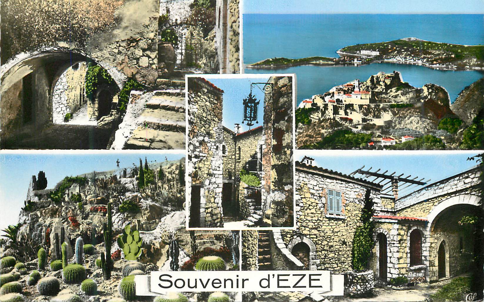 CPM Souvenir d Eze Eze Vieille rue Vue generale Chateau du Prince de Suede
