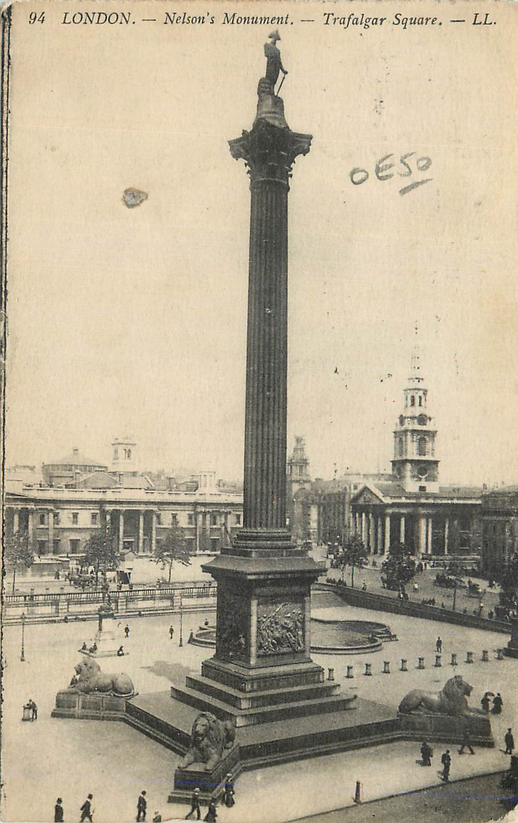CPA London Nelsons Monument Trafalgar Square