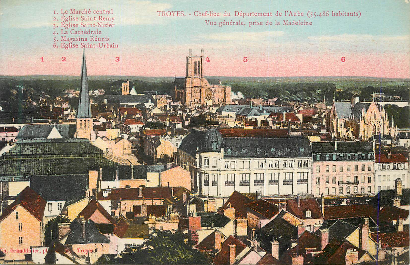 CPA Troyes Chef Lieu du Department de l Aube habitants Vue generale prise de la Madeleine