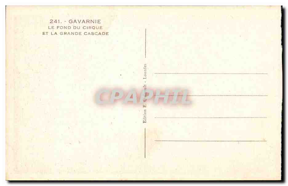 Gavarnie CPA le fond du cirque et la grande cascade — Verso