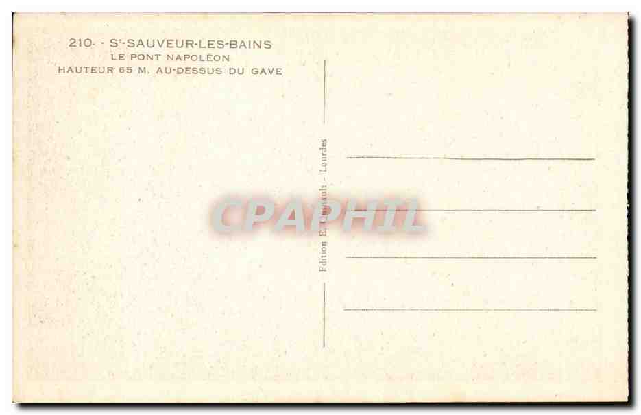 Saint Sauveur les Bains CPA Le pont Napoleon Hauteur 65m au dessus de la Gave — Verso