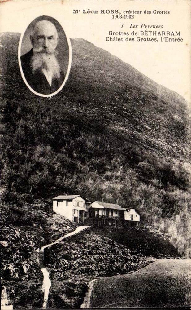 Herr Léon ROSS, Erfinder der Höhlen — 1903-1932 — Höhlen von BÉTHARRAM, der Eingang — Phototypie-Hélio