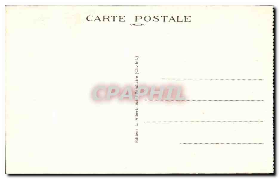 Saint-Porchaire (Ch.-Inf.) — Le Bouille Bleu aux pieds des Grottes de La Roche-Courbon — Éditeur L. Albert, Saint-Porchaire (Ch.-Inf.) — Verso