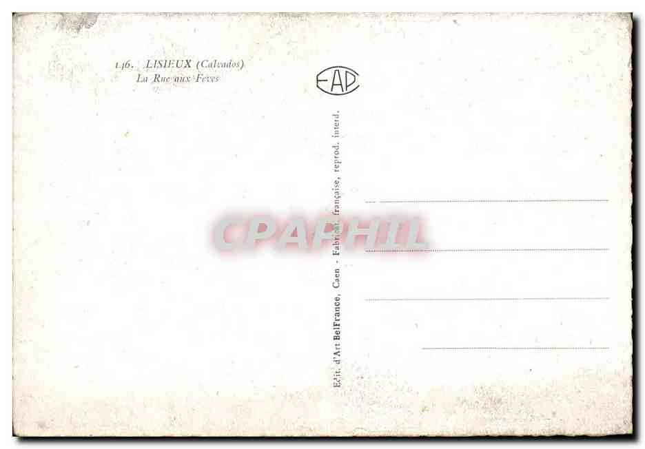 Lisieux CPA La Rue aux fees — Rückseite