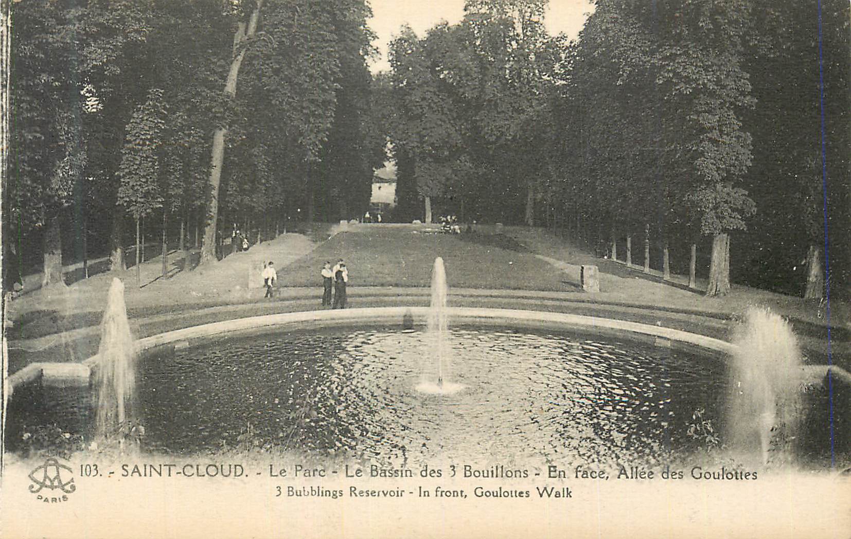 CPA Saint Cloud Le Parc Le Bassin des Bouillons En fae Allee des Goulottes