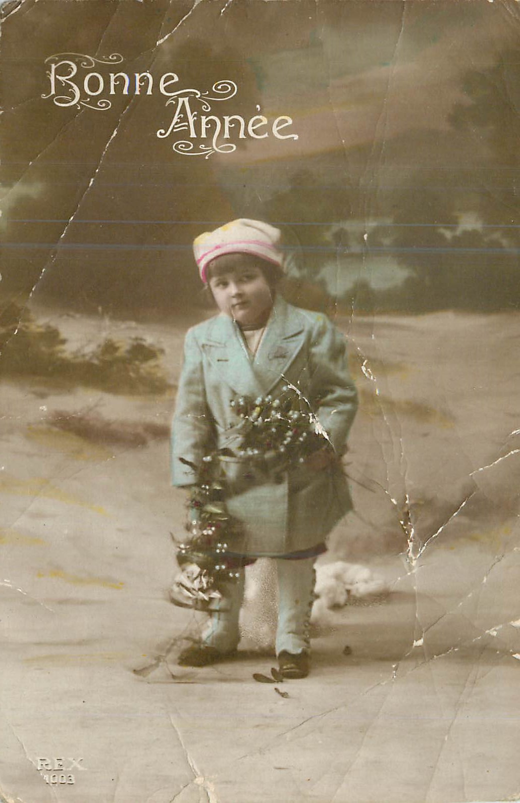 Enfant avec couronne de Noël — Bonne Année 1903 — REX 1083