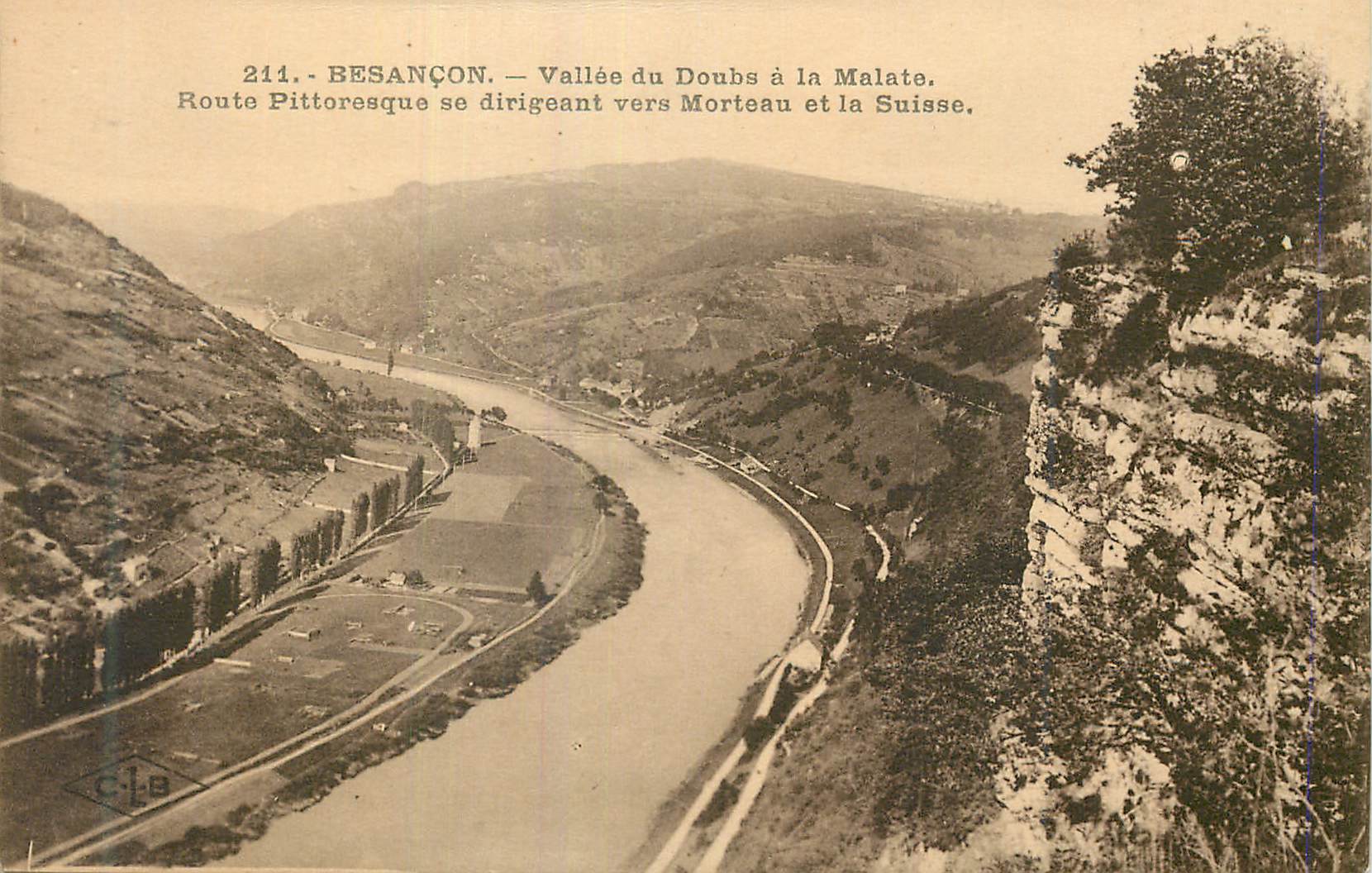 Vallée du Doubs à la Malate — Besançon — Route pittoresque se dirigeant vers Morteau et la Suisse