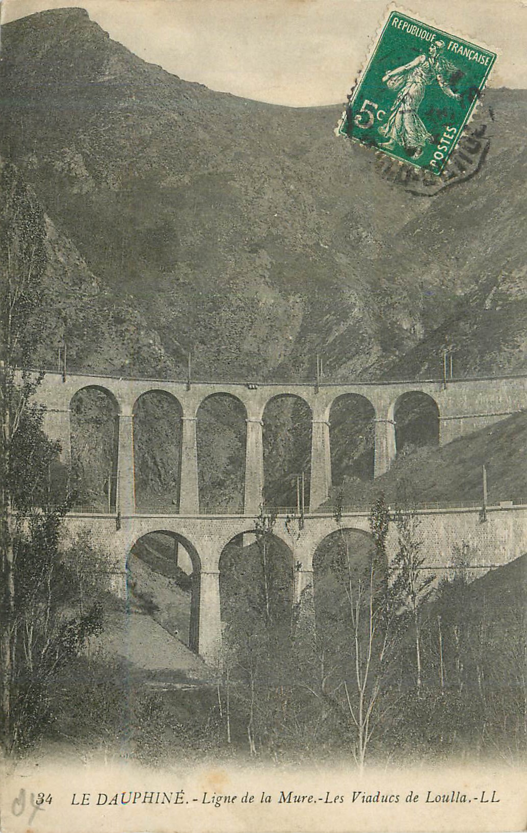 Antike Ansichtskarte Le Dauphine Linie von La Mure Die Viadukte von Loulla