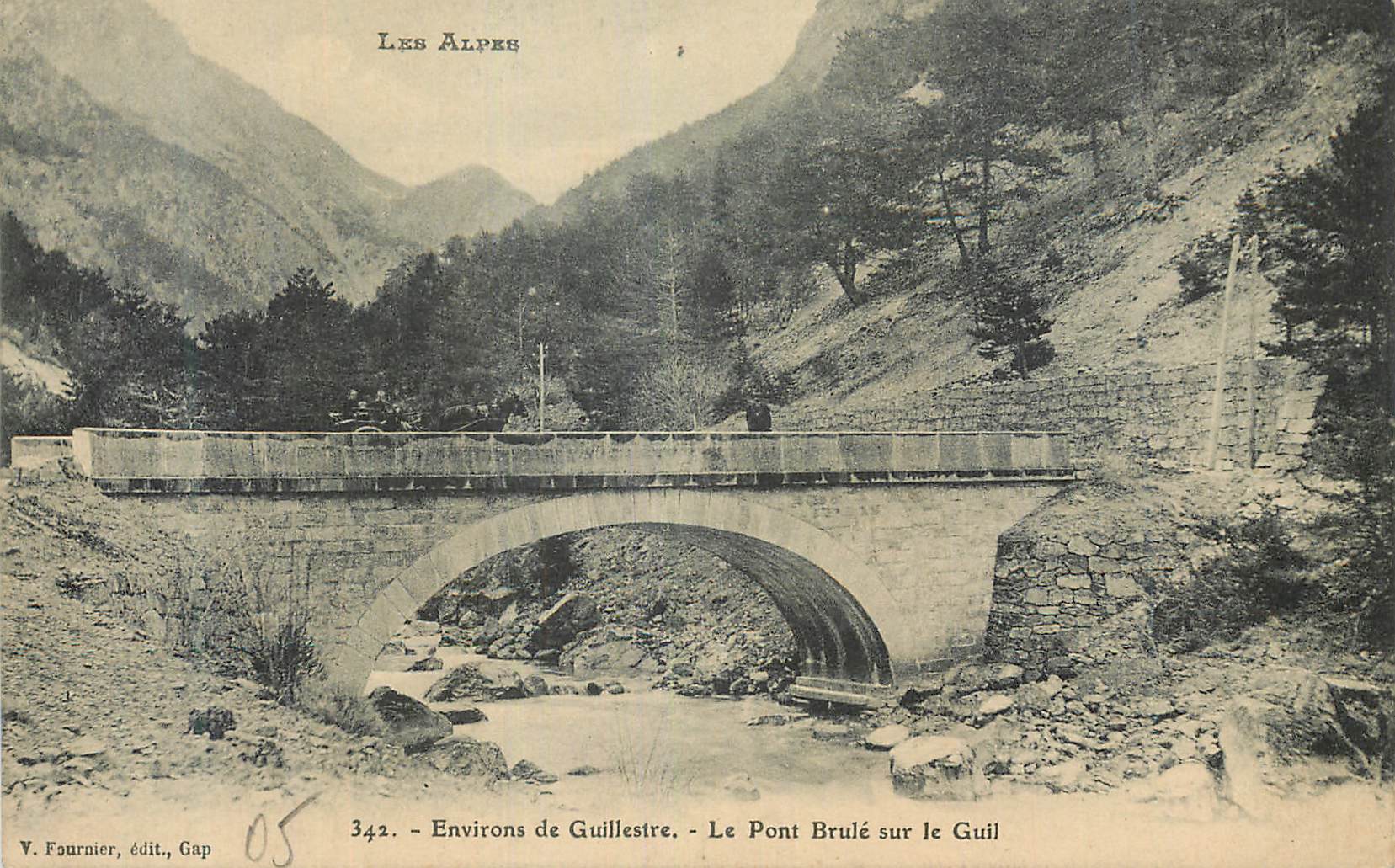 Environs de Guillestre — Le Pont Brulé sur le Guil — V. Fournier, édit., Gap, n° 342