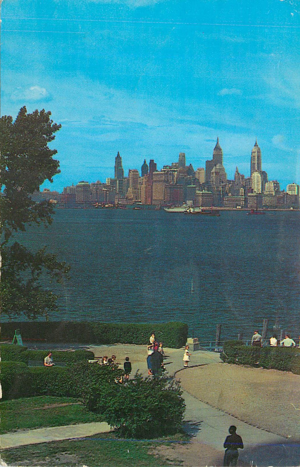 CPM The famous New York Skyline as seen from Liberty Island