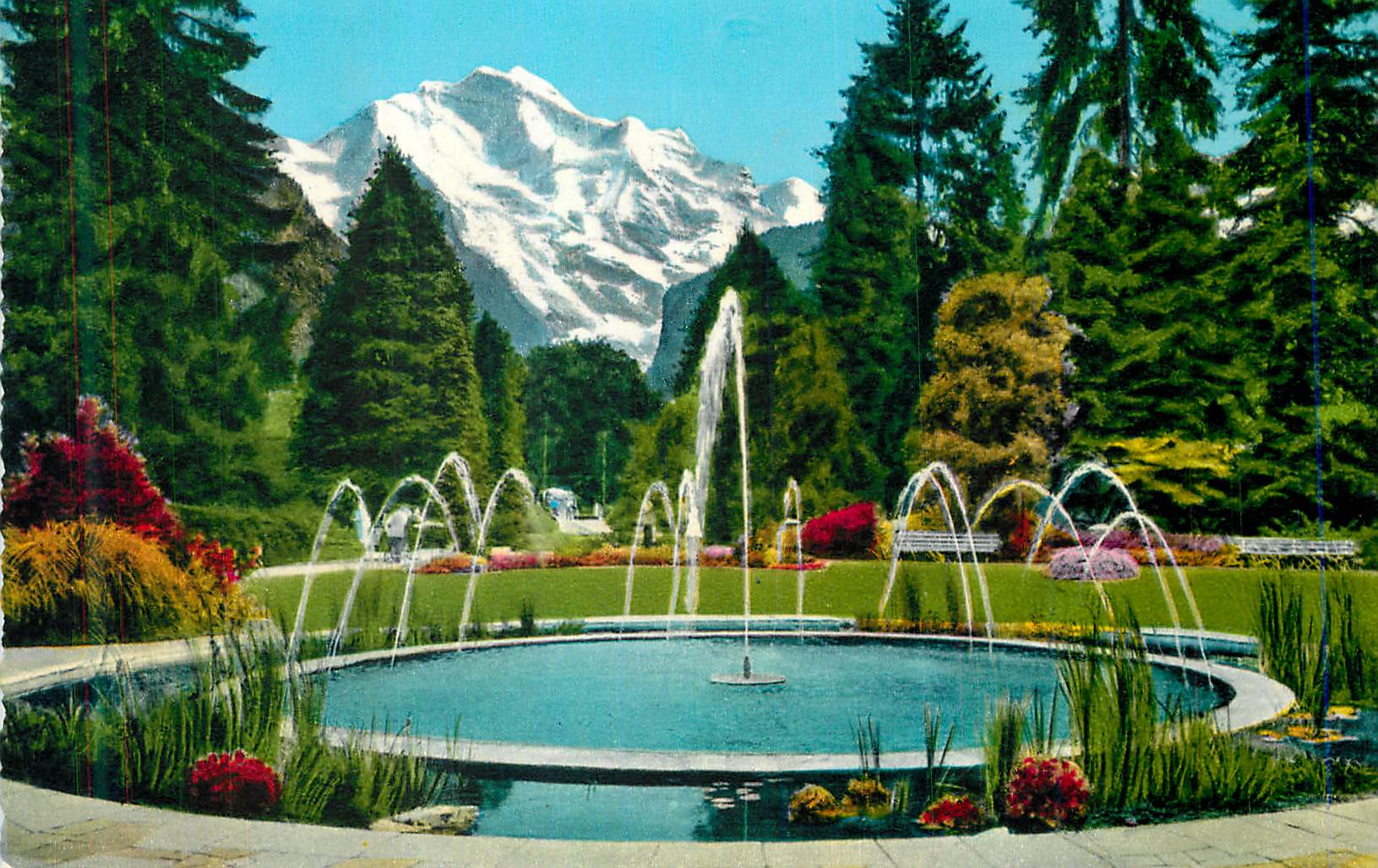 CPM Interlaken Kursaal Garten und die Jungfrau