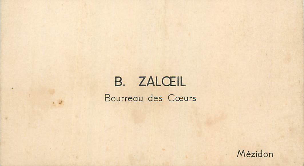 Carte de visite B Zaloeil Bourreau des Coeurs Mezidon