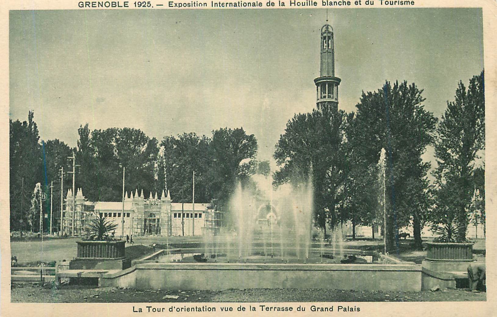 Grenoble 1925 — Internationale Ausstellung Kohle und Tourismus — Die Orientierungsturm von der Terrasse des Grand Palais aus gesehen