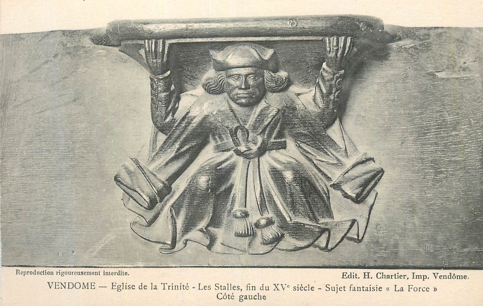 CPA Vendome Eglise de la Trinite Les Stalles fin du xv siecle Sujet fantaise La Force Cote gauche