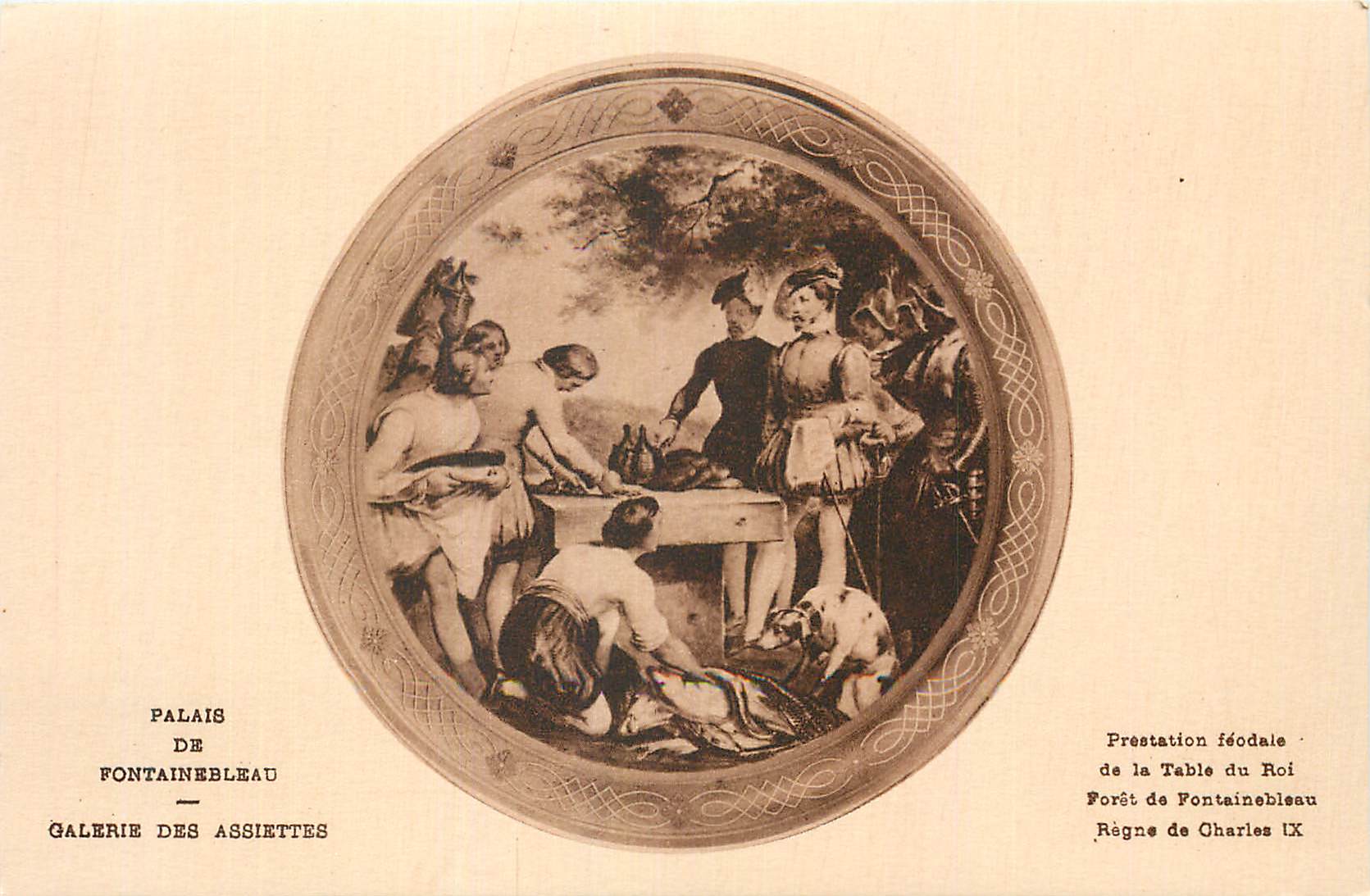 Paleis van Fontainebleau — Galerij van de Schalen — Feodale presentatie van de Tafel van de Koning, Bos van Fontainebleau, tijdperk van Karel IX