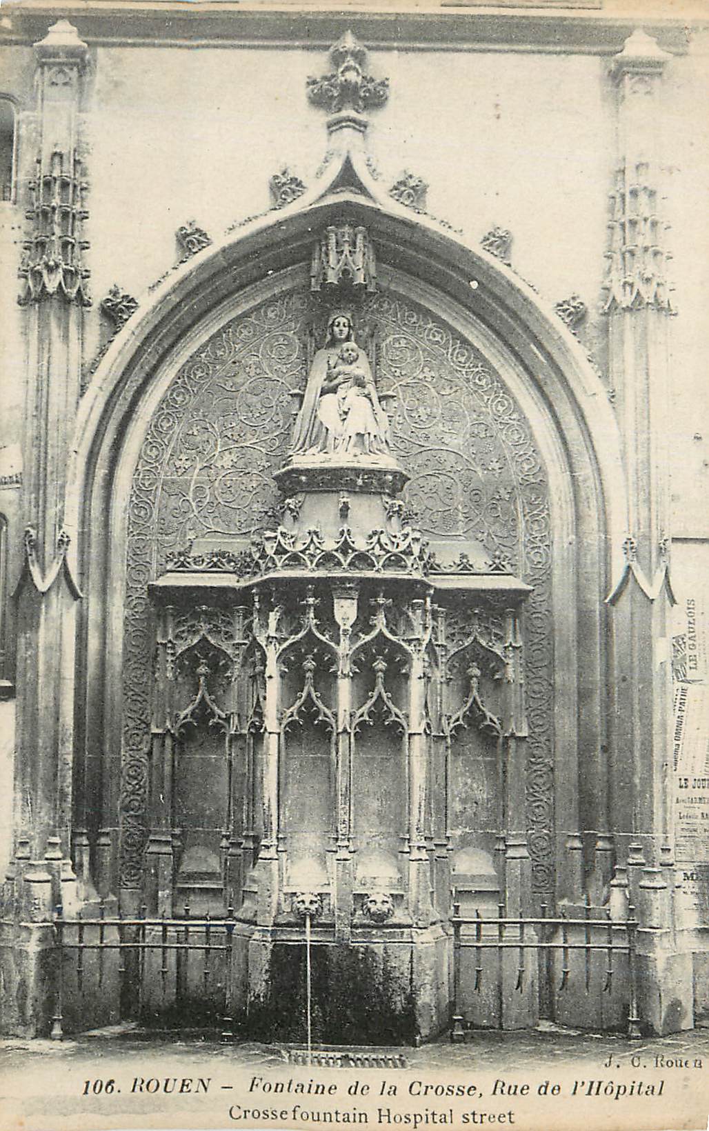CPA Rouen Fontaine de la Crosse Rue de l Hopital