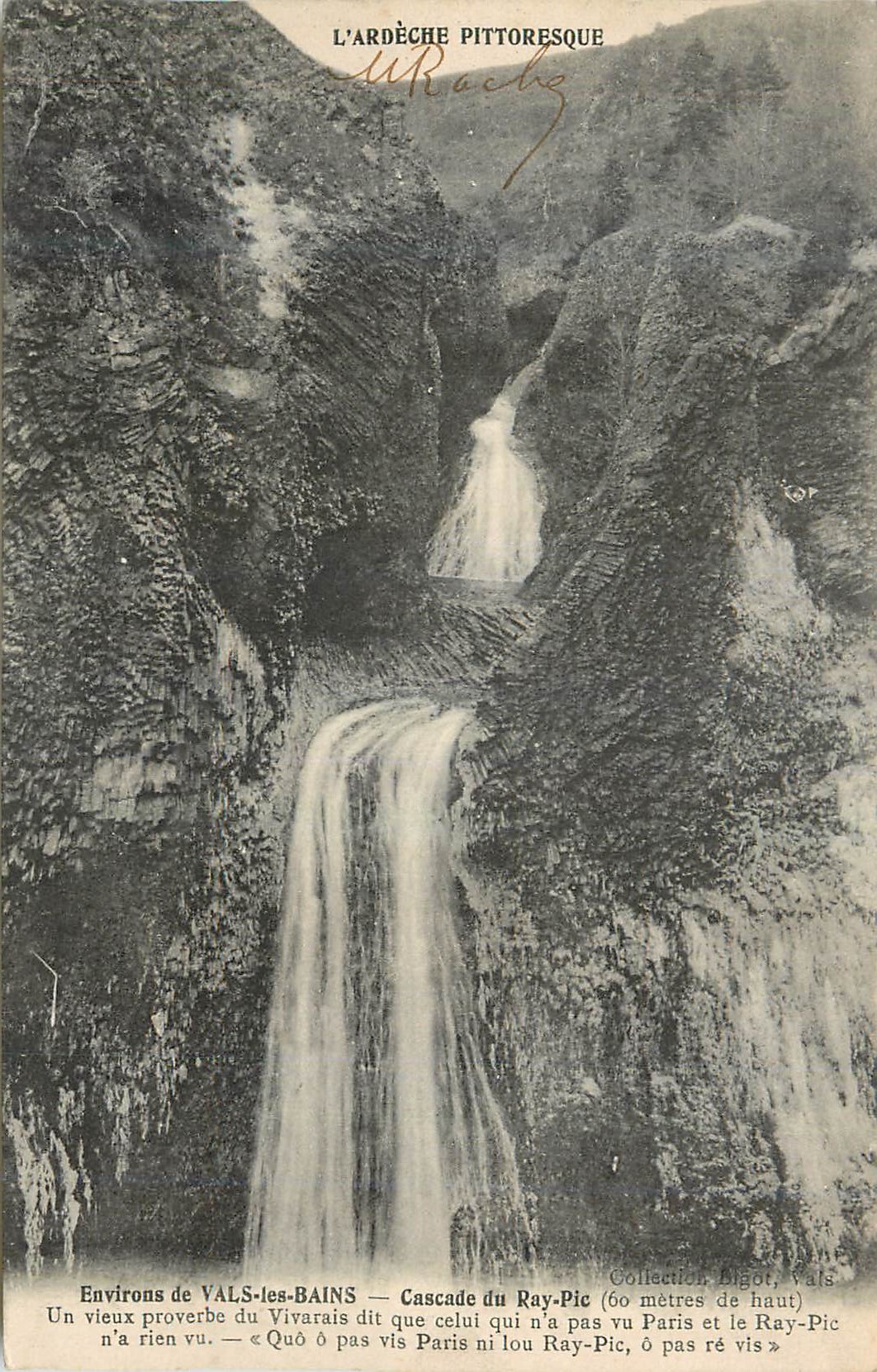 CPA L Ardeche Pittoresque Environs de Vals les Bains Cascade du Ray Pic