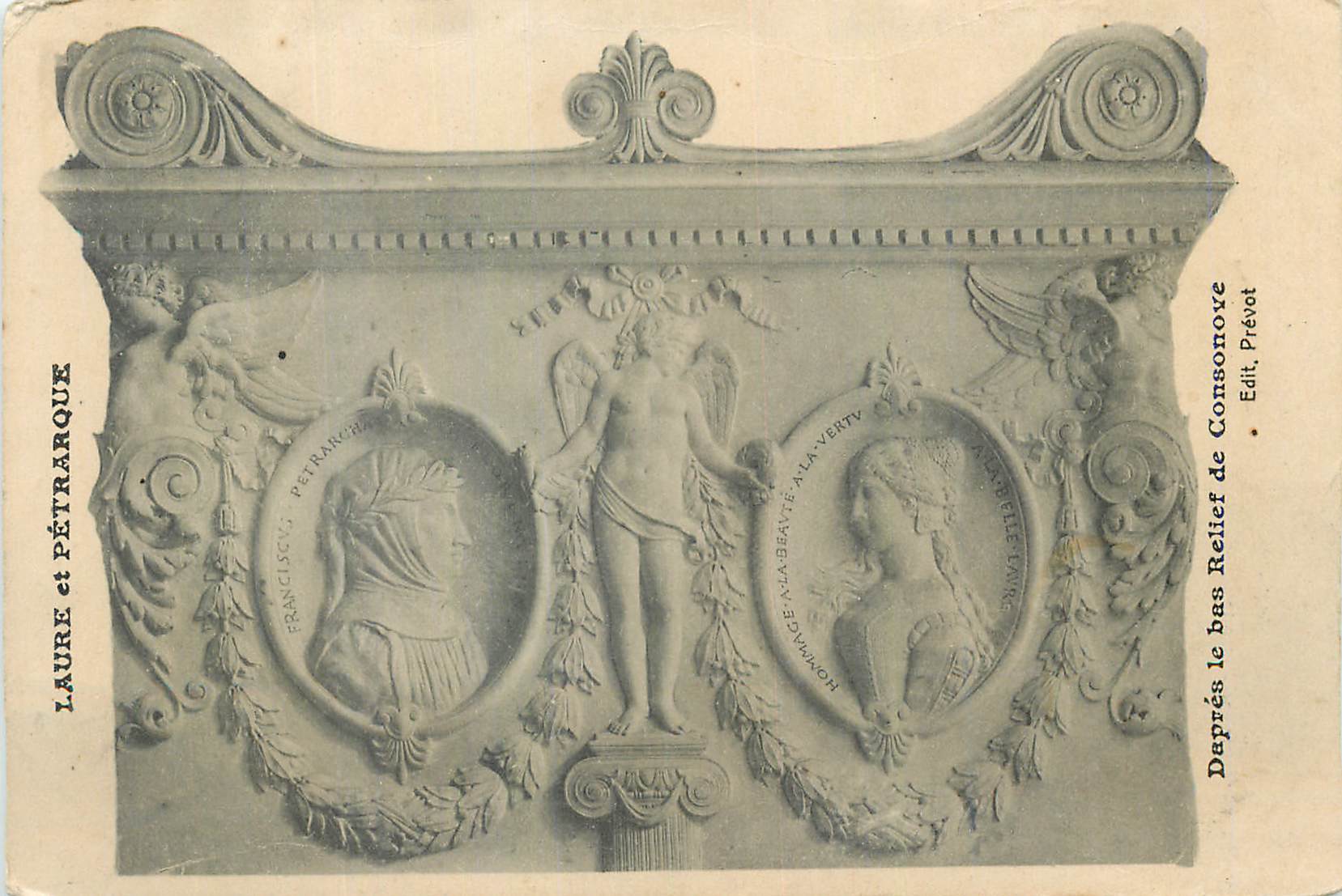 CPA Laure et Petrarque Dapres le bas Relief de Consonove