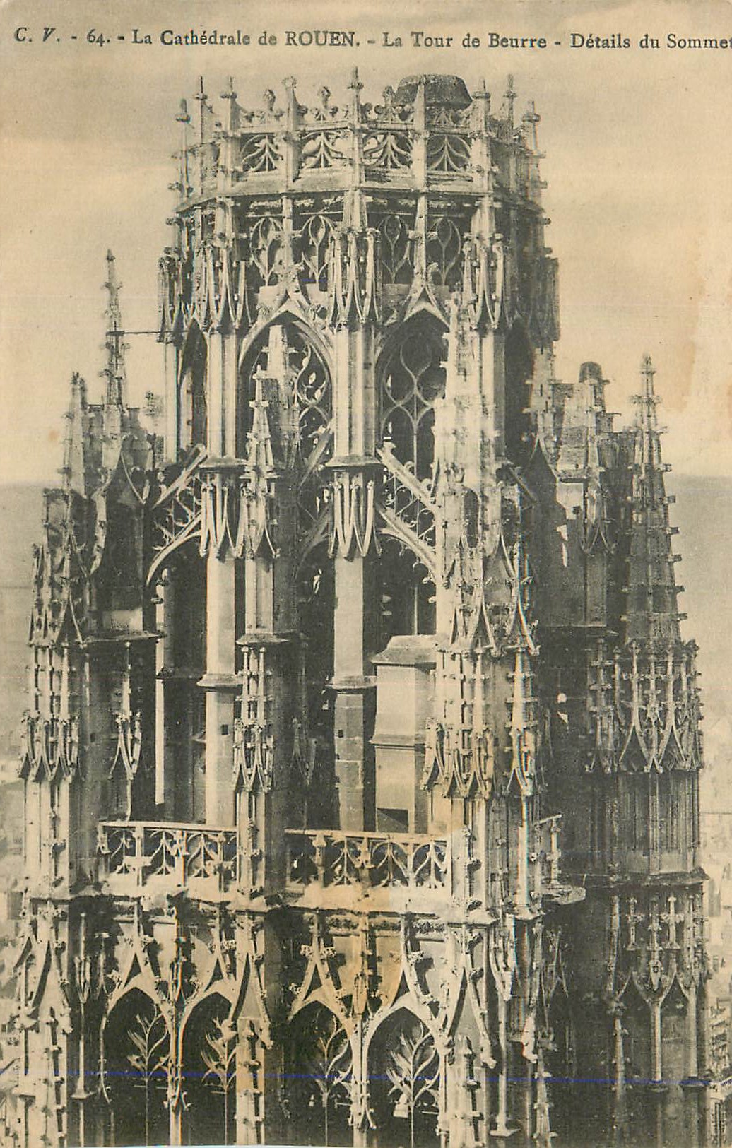 CPA La Cathedrale de Rouen La Tour de Beurre Details du sommet