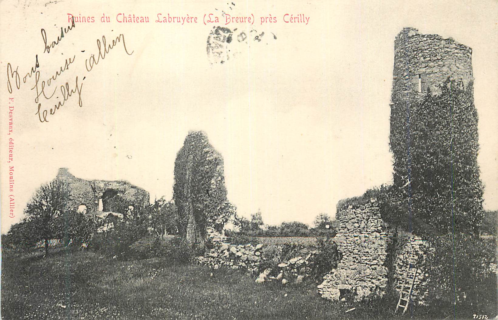 CPA Ruines du Chateau Labruyere La Breure pres Cerilly