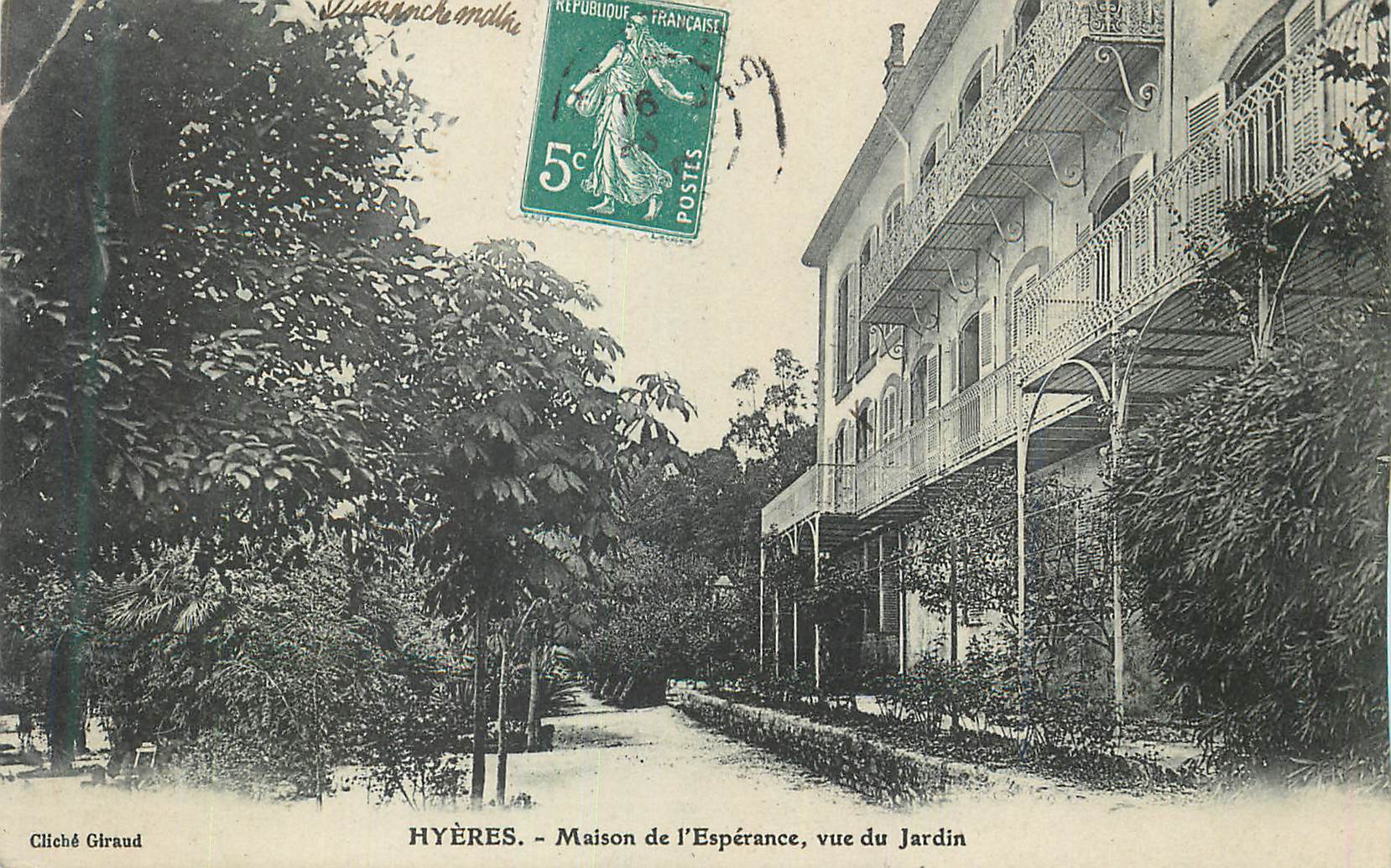 CPA Hyeres Maison de l Esperance vue du Jardin