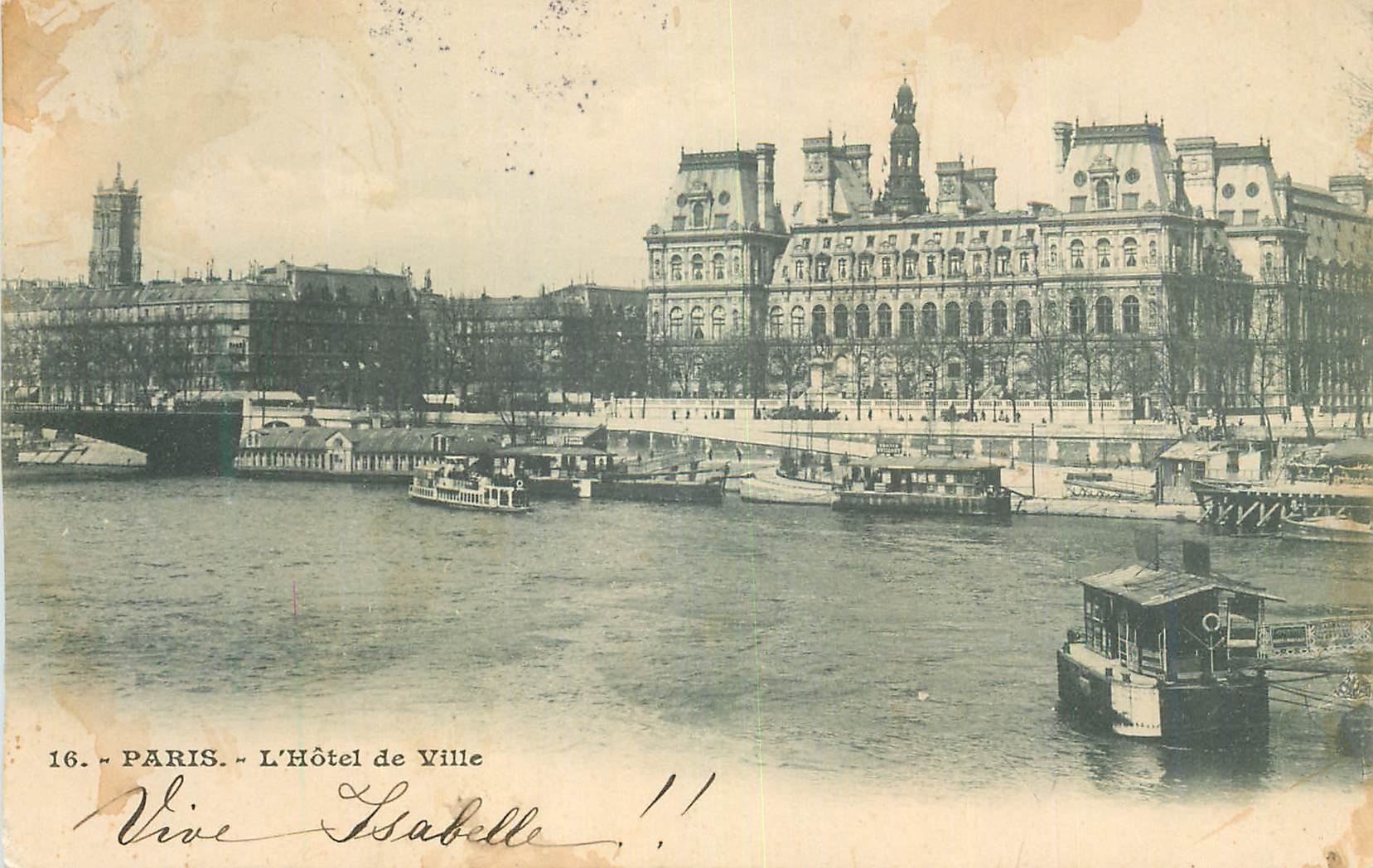 CPA Paris L Hotel de Ville Bateau