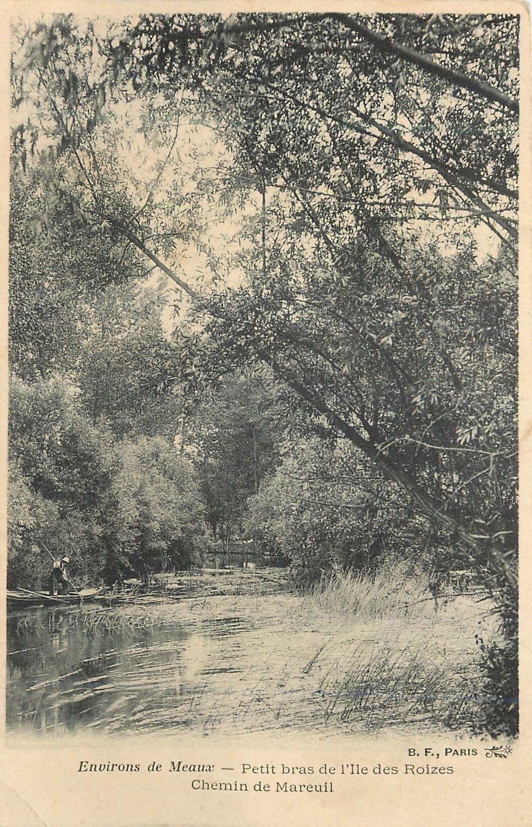 CPA Environs de Meaux Petit bras de l Ile des Roizes Chemin de Mareuil