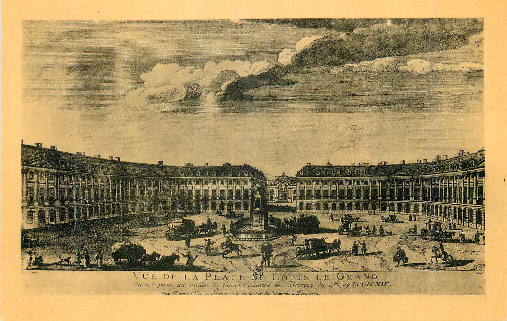 CPM Vue de la Place de Louis Le Grand La Place Louis Le Grand Paris d apres une grayure de Rigaud