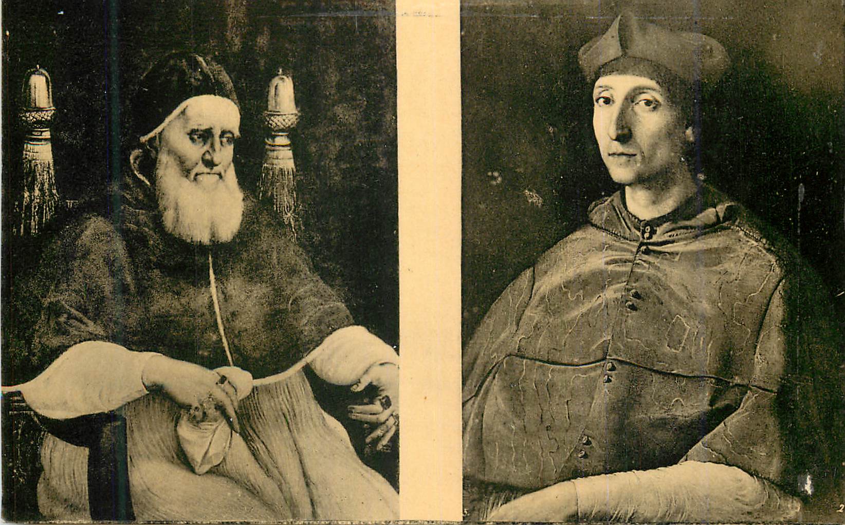 Portrait de deux personnages religieux — éditeur et n° de série non lisibles