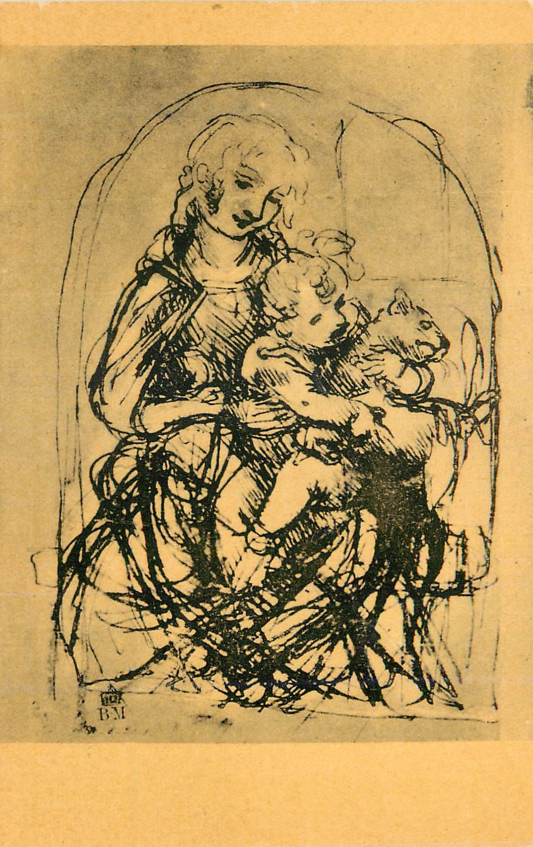 CPM Leonard de Vinci Leonardo ou Lionardo da Vinci dit La Vierge au chat Londres British Museum Courtesy of the British 