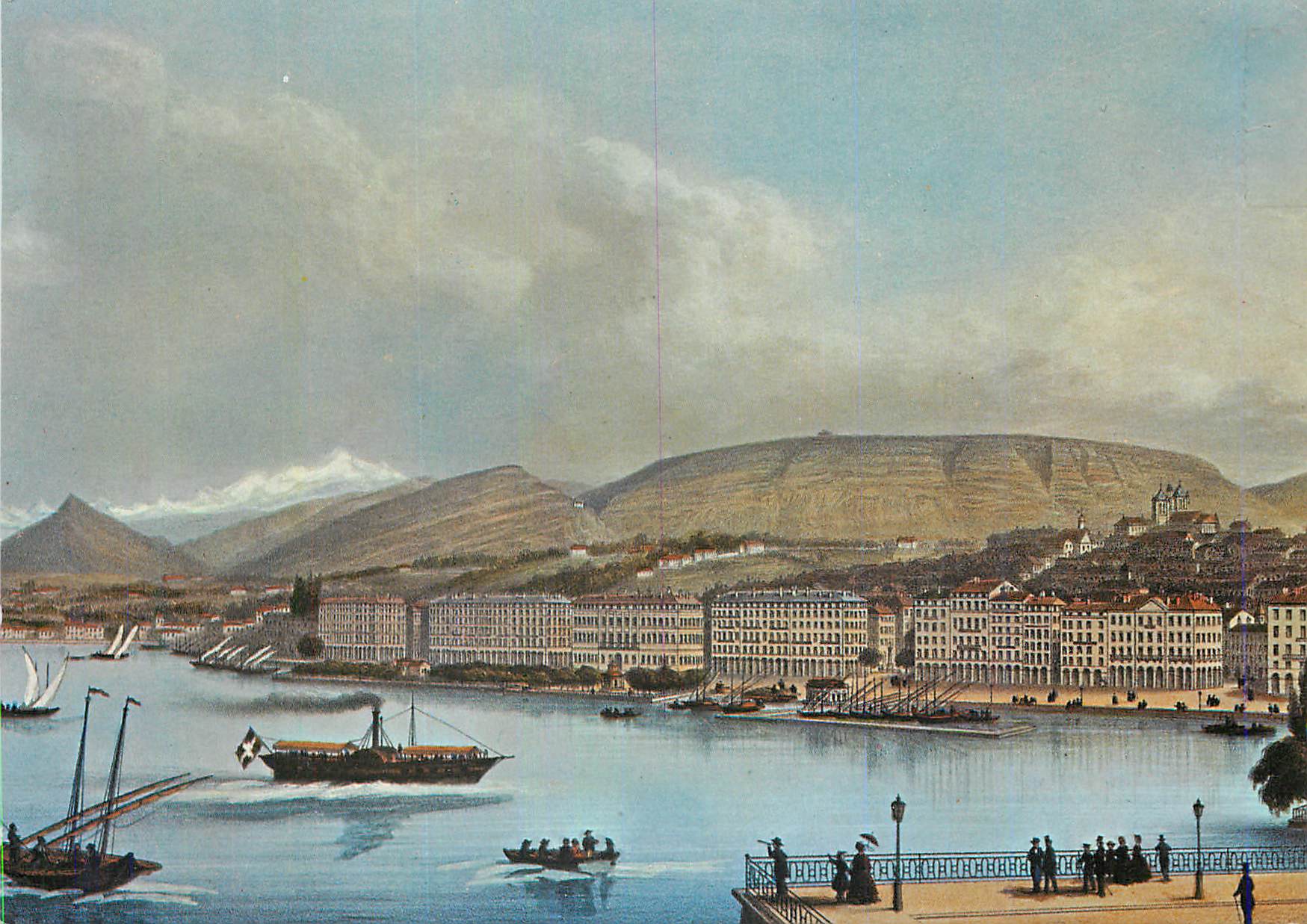 Vue de la ville de Genève — vue depuis le quai — éditeur non identifié, n° de série non visible
