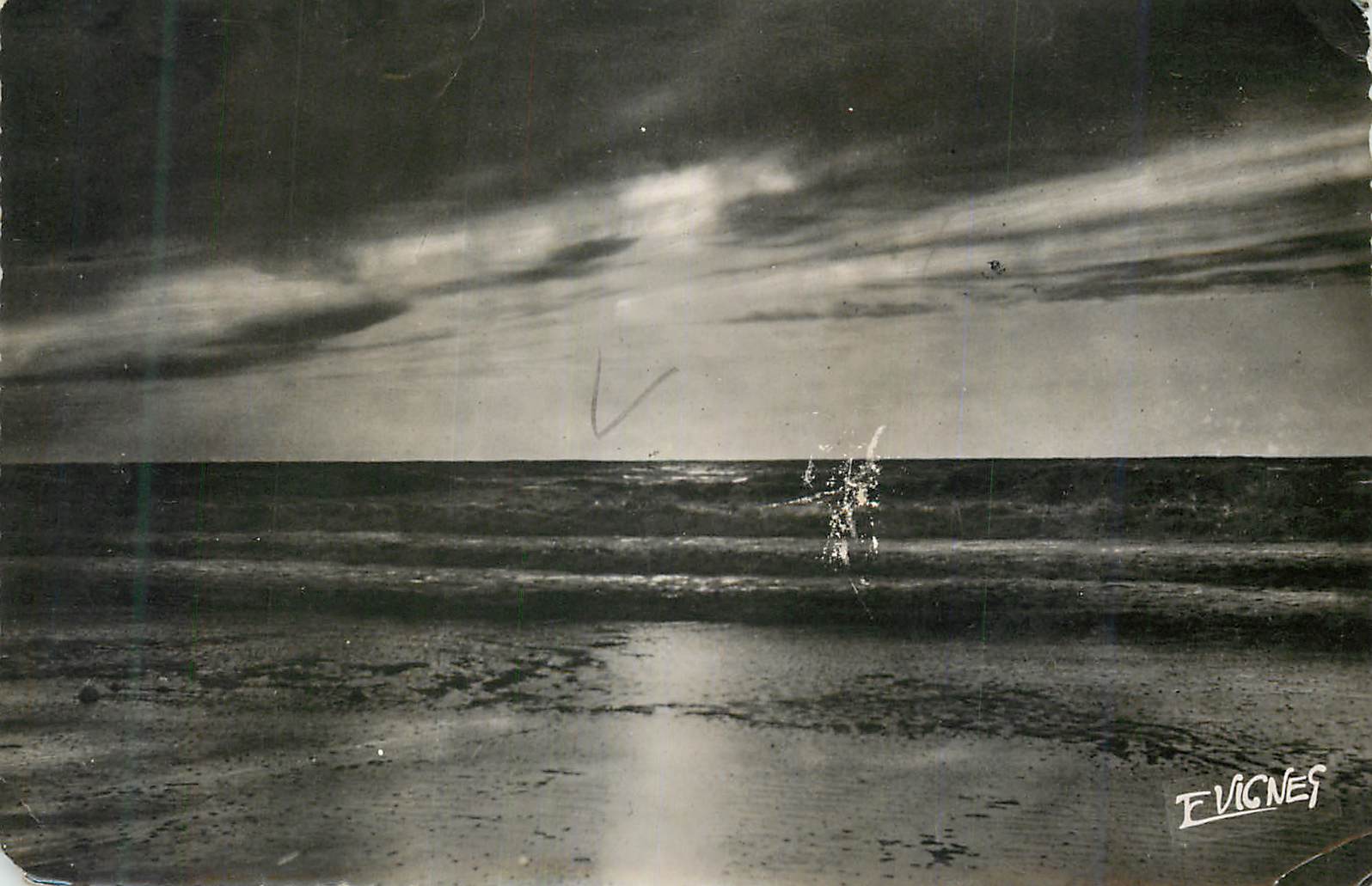 CPM Mimizan Plage Landes Le Soir sur l Ocean