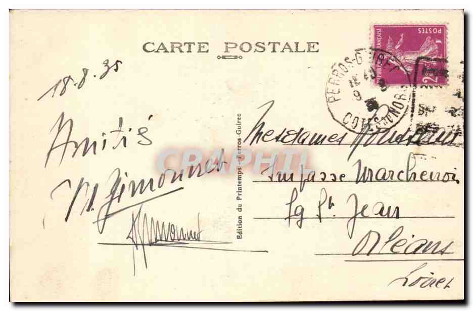 Perros Guirec CPA Eglise de al calrte  — Verso