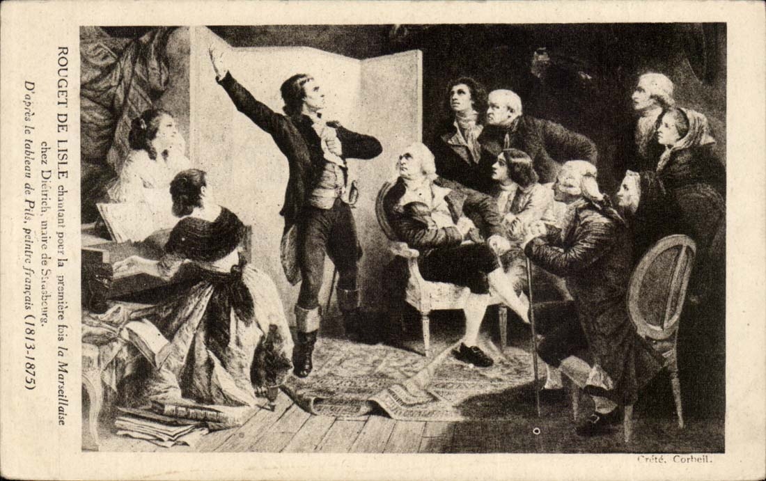 Rouget de l'Isle CPA Chantant pour la 1ere fois La Marseillaise d'apres Dietrich maire de Strasbourg