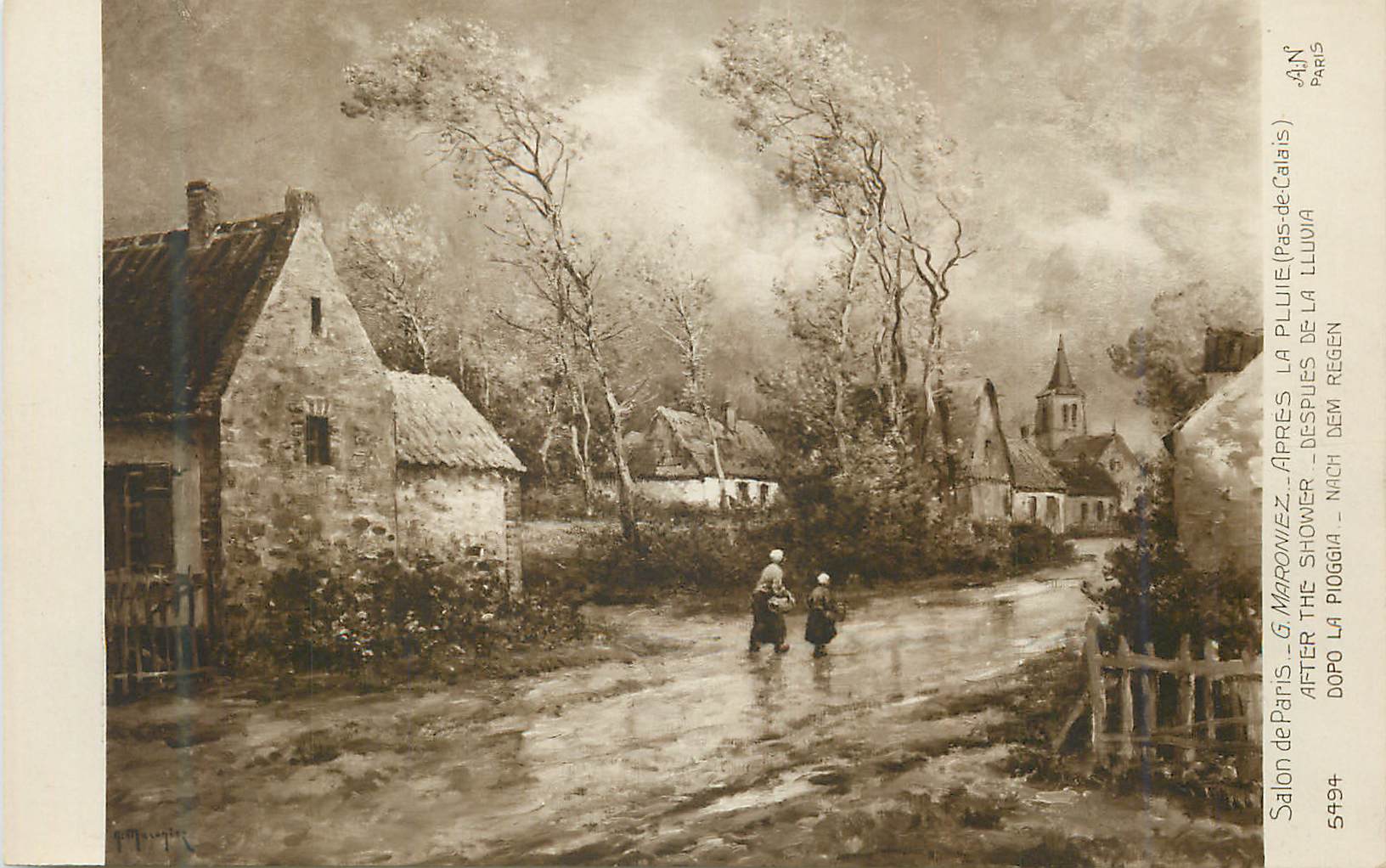 CPA Salon de Paris G Maroniez Apres la Pluie (Pas de Calais) Despues de la Lluvia