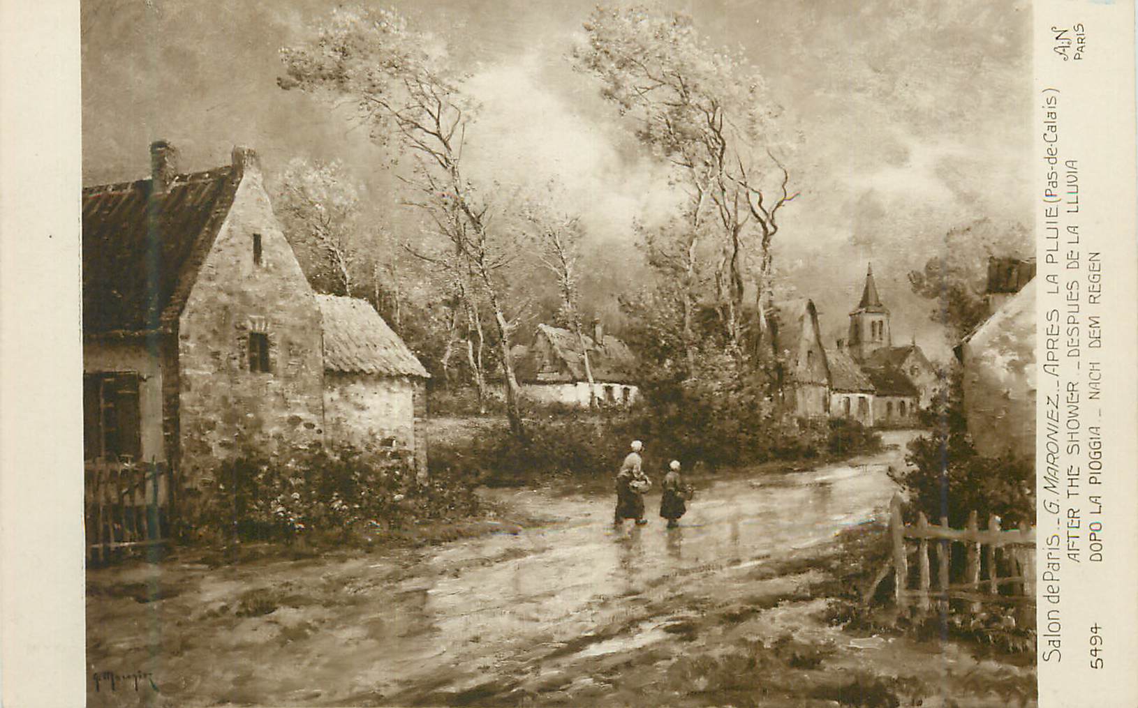 CPA Salon de Paris G Maroniez Apres La Pluie (Pas de Calais) Despues de la Lluvia