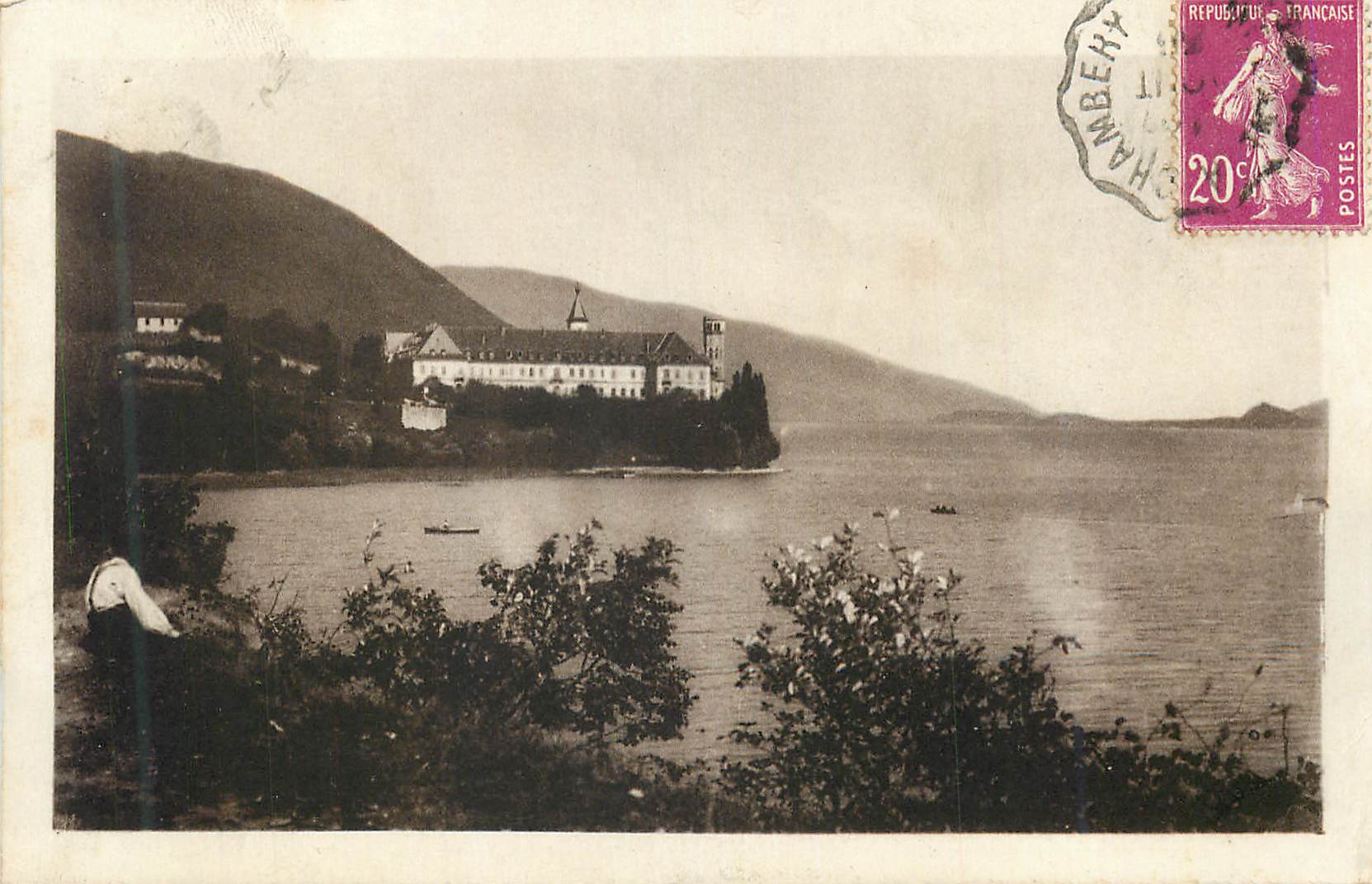 CPA Abbaye d'Hautecombe Le Monastere vu de la presqu'ile du Sacre Coeur