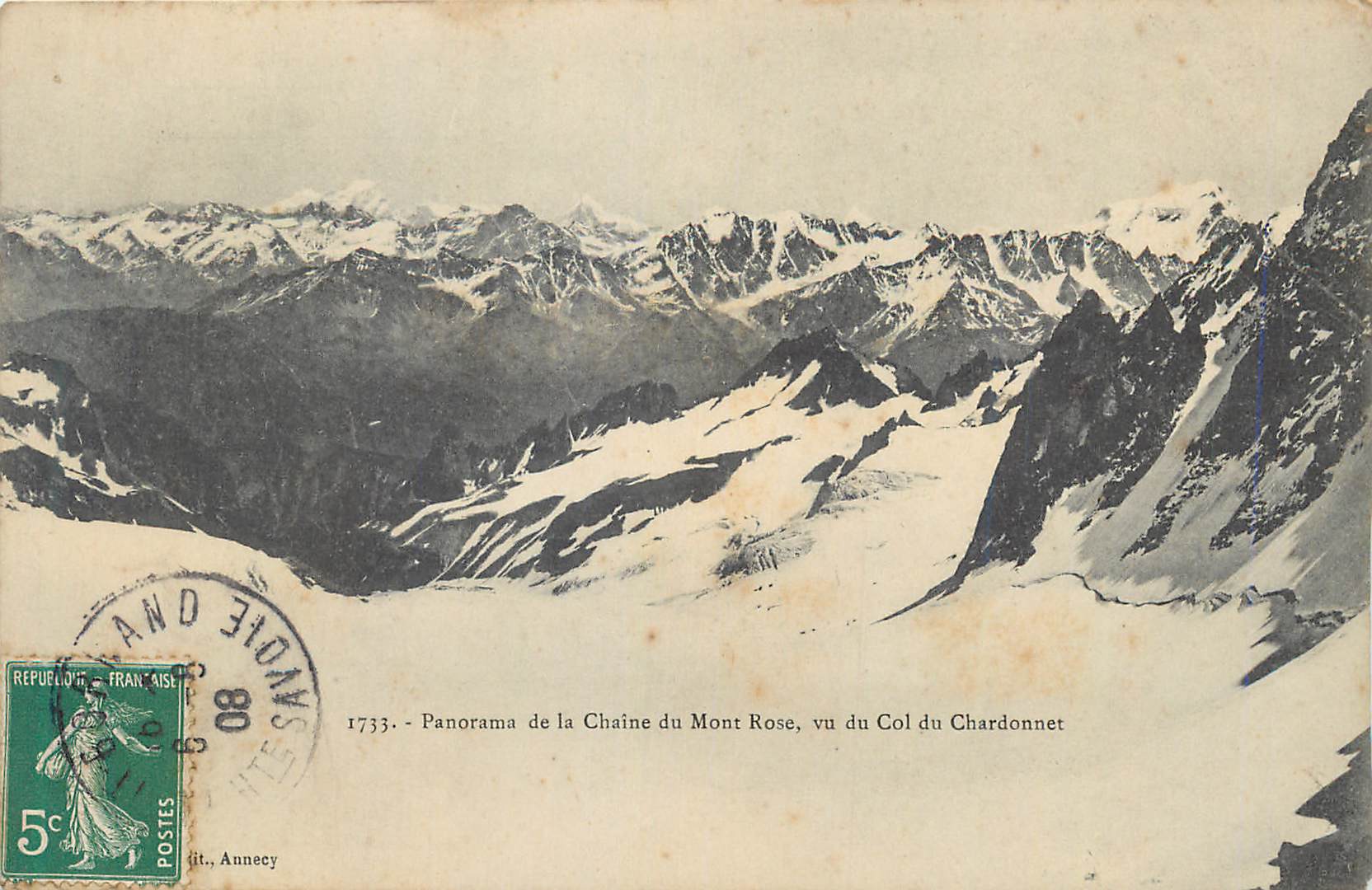 CPA Panorama de la Chaine du Mont Rose vu du Col du Chardonnet